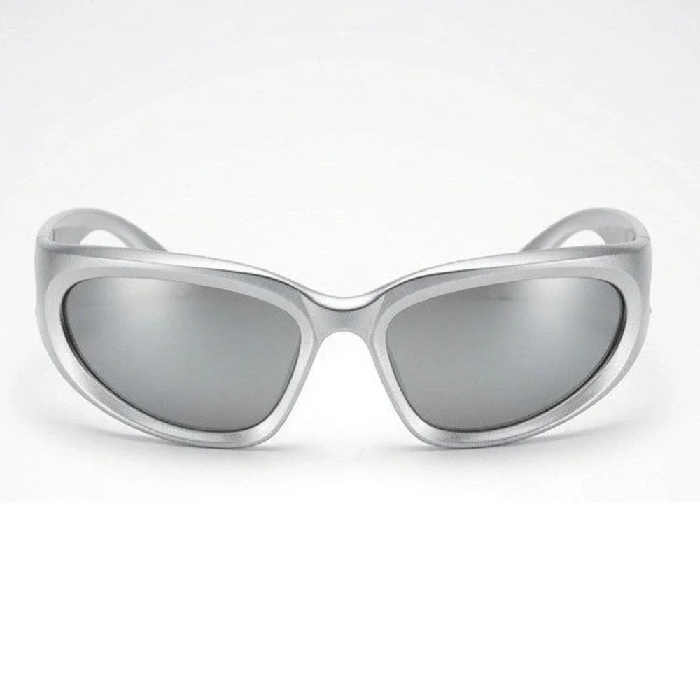 Sport Sunglasses Men Safety Shades Silver Mirror Lens Streetwear Outdoor Driving